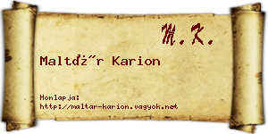 Maltár Karion névjegykártya